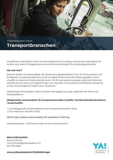 YA infoblad YE inom transportbranschen 2024