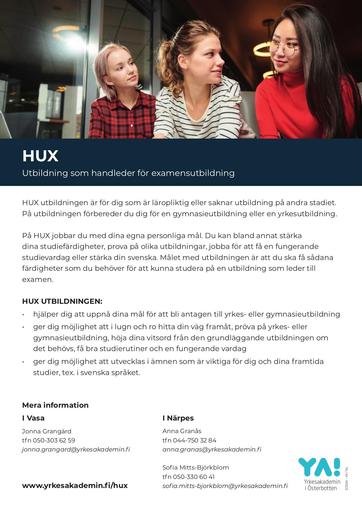 YA infoblad HUX 2024