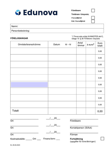 Edunova föreläsare timlärare i bisyssla 2022